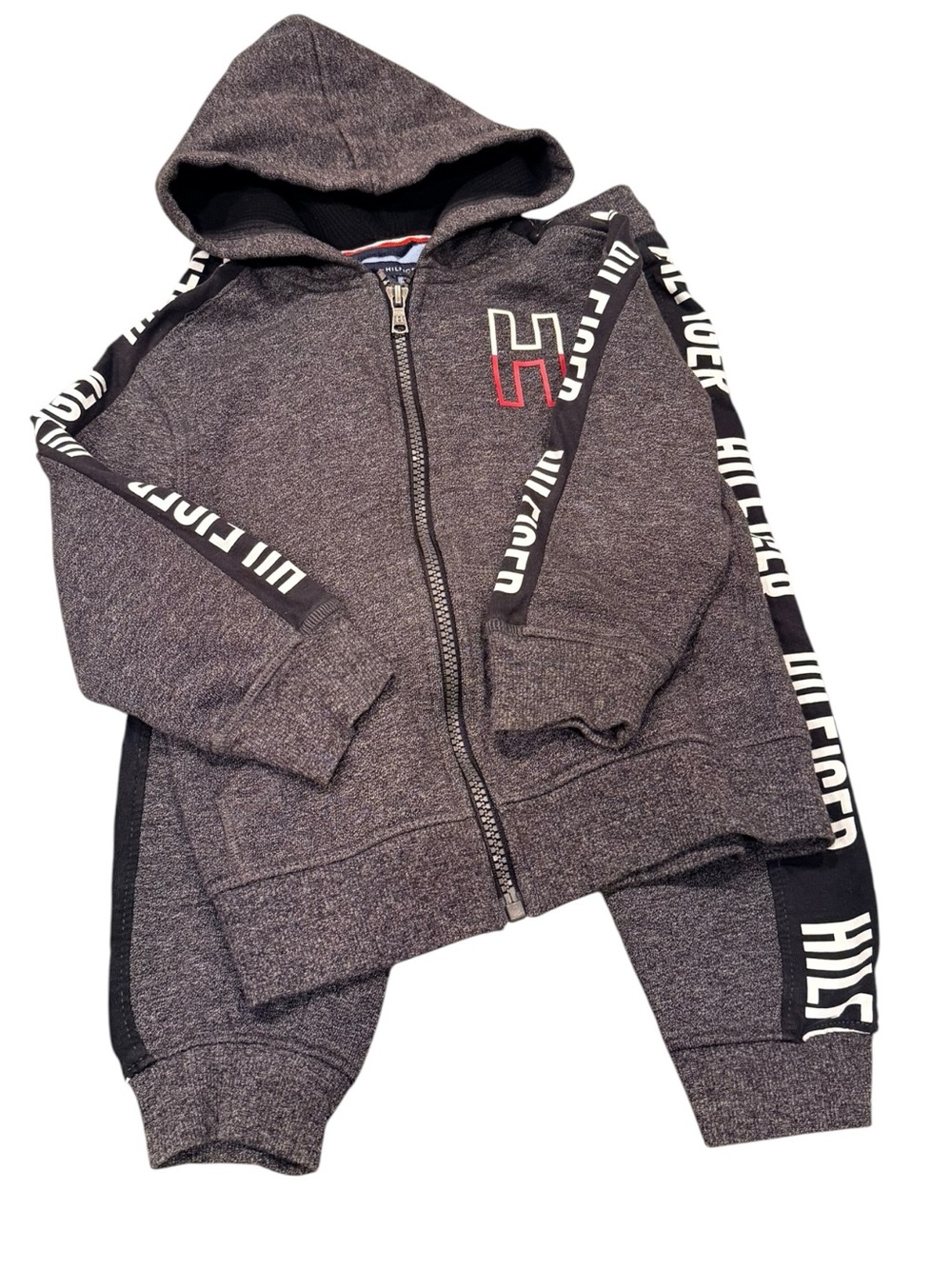 Tommy Hilfiger Boys Hoodie Sweatpants Jogger Set Gray Logo 3T